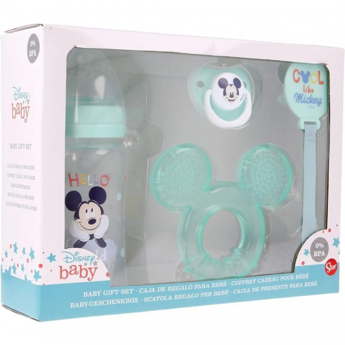 Set biberon cu tetin─â 240 ml, inel denti╚¢ie, suzet─â ortodontic─â ╚Öi suport pentru suzet─â, f─âr─â BPA, Mickey Mouse [3]