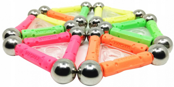 Set constructie cu piese magnetice, 84 piese Pink [7]