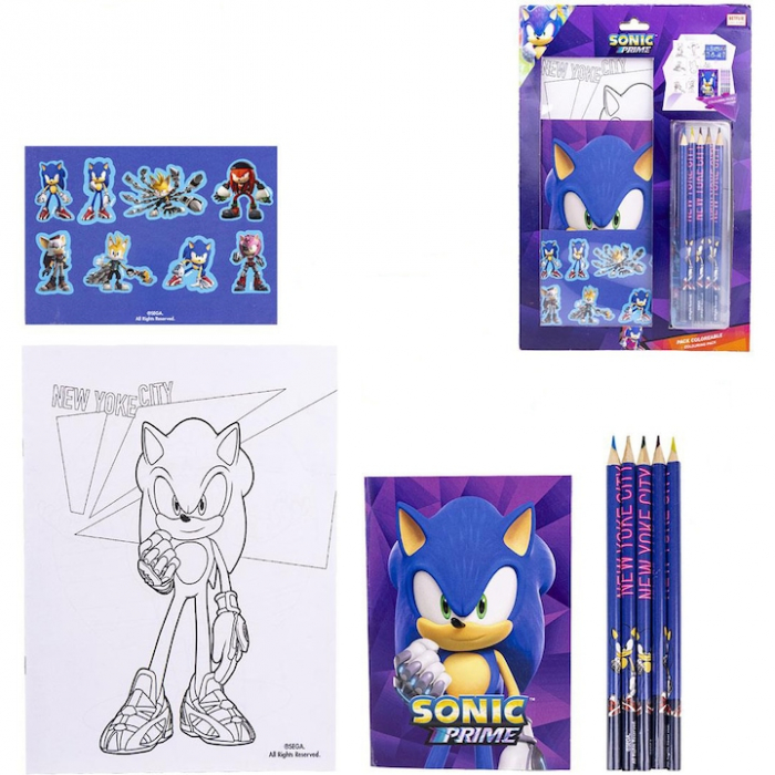 Set creativ cu creioane ╚Öi autocolante Sonic [1]