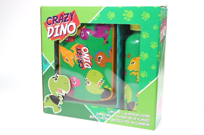 Set cutie sandwich si sticla apa din aluminiu 400ml Crazy Dino [6]