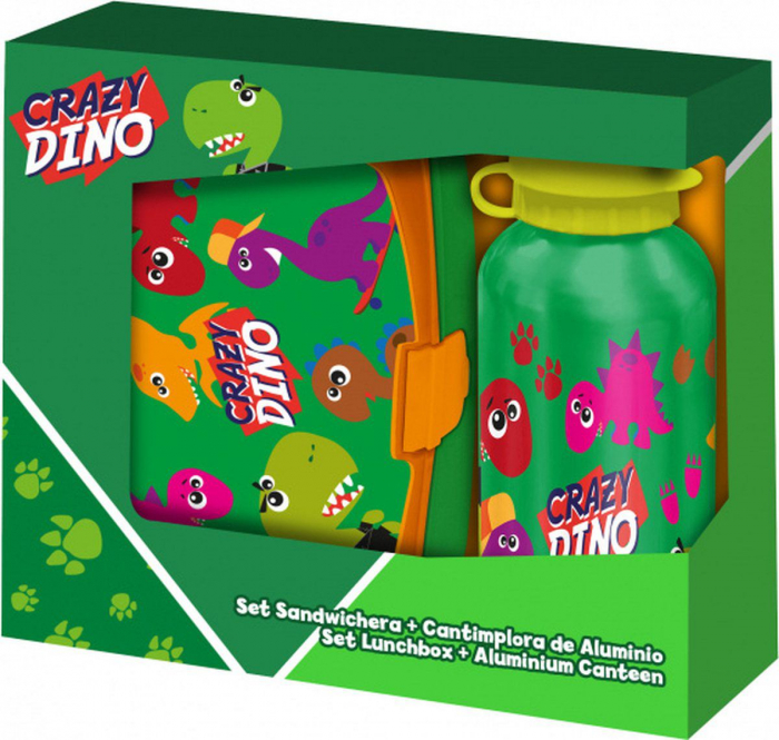 Set cutie sandwich si sticla apa din aluminiu 400ml Crazy Dino [1]
