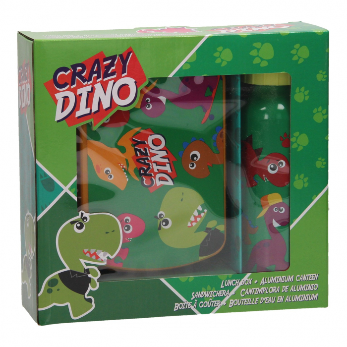 Set cutie sandwich si sticla apa din aluminiu 400ml Crazy Dino [2]