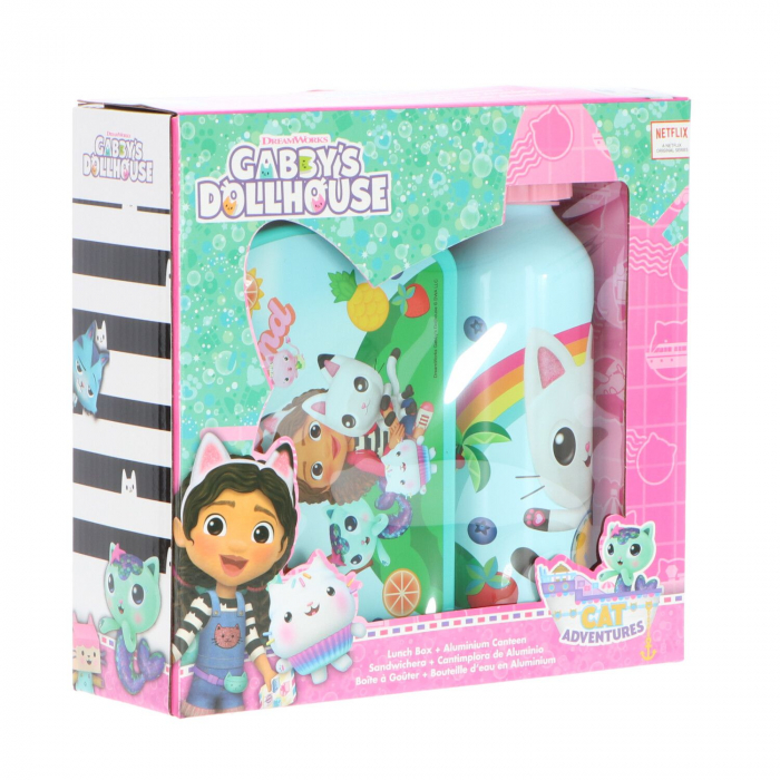 Set cutie sandwich si sticla apa din aluminiu 500ml Gabby's Dollhouse [3]