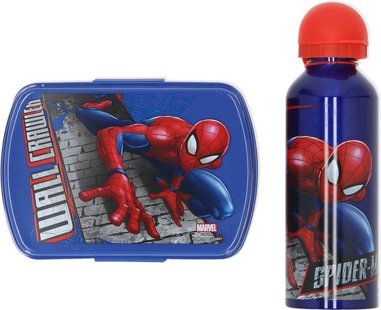Set cutie sandwich si sticla apa din aluminiu 500ml Spiderman [7]