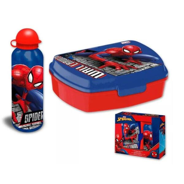 Set cutie sandwich si sticla apa din aluminiu 500ml Spiderman [2]