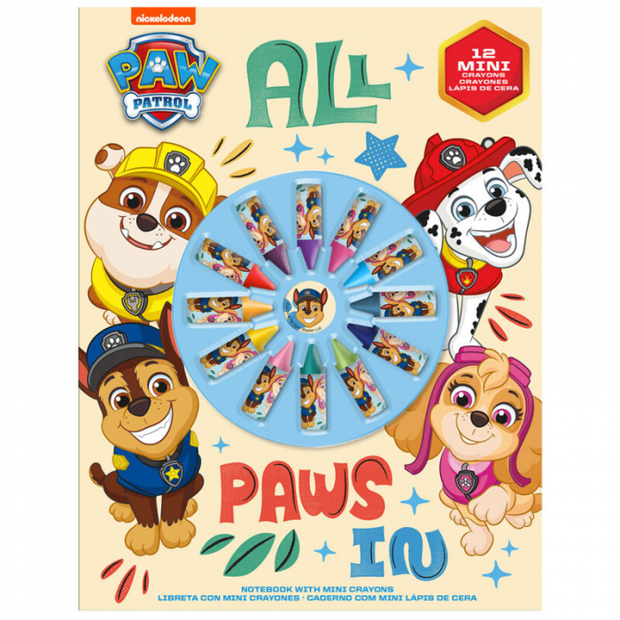 Set de colorat Paw Patrol, Caiet cu Set Mini Creioane Colorate [1]