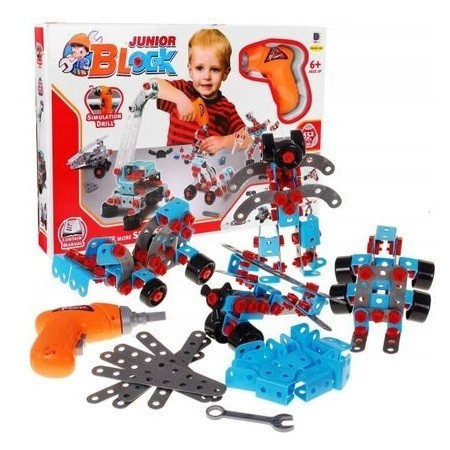 Set de constructii Junior Block 280 piese si bormasina cu baterii [2]