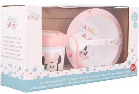 Set de hranire pentru bebelusi, Minnie Mouse, cana educa╚¢ionala 240 ml, bol ╚Öi lingura [2]