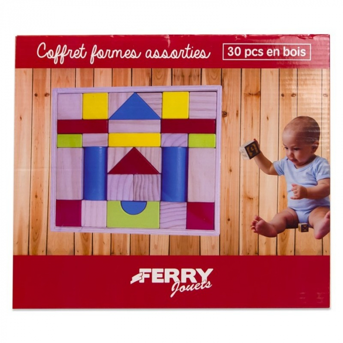 Set din lemn cu blocuri colorate de constructie, 30 elemente [2]
