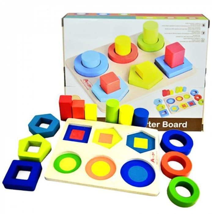 Set din lemn stivuire forme geometrice, 12 piese [4]