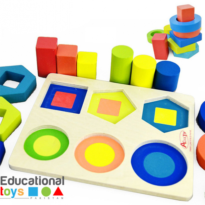 Set din lemn stivuire forme geometrice, 12 piese [5]