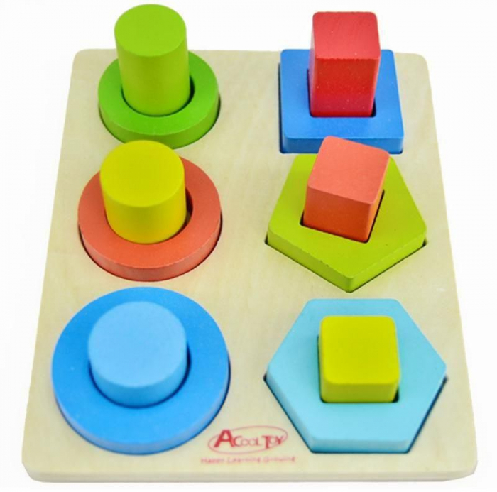 Set din lemn stivuire forme geometrice, 12 piese [2]