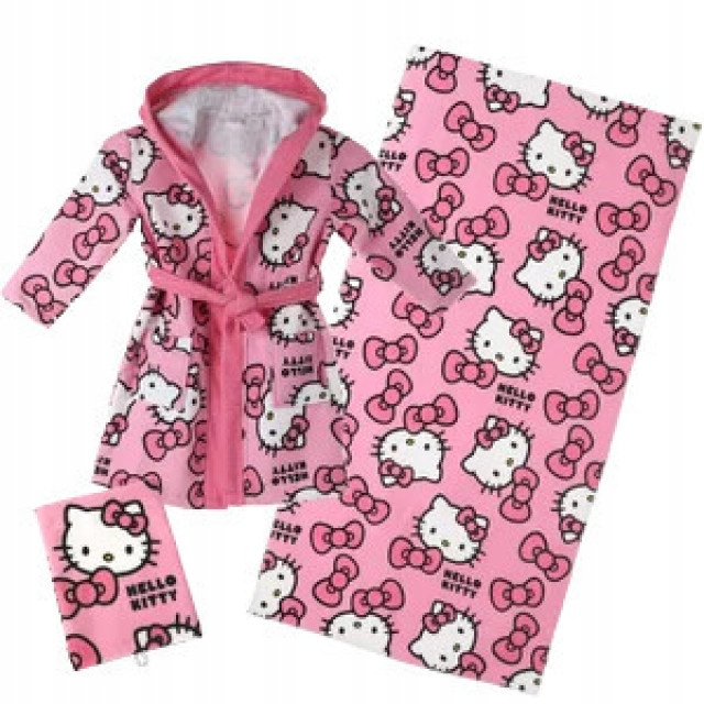 Set Halat baie cu gluga, manusa si prosop Hello Kitty [1]
