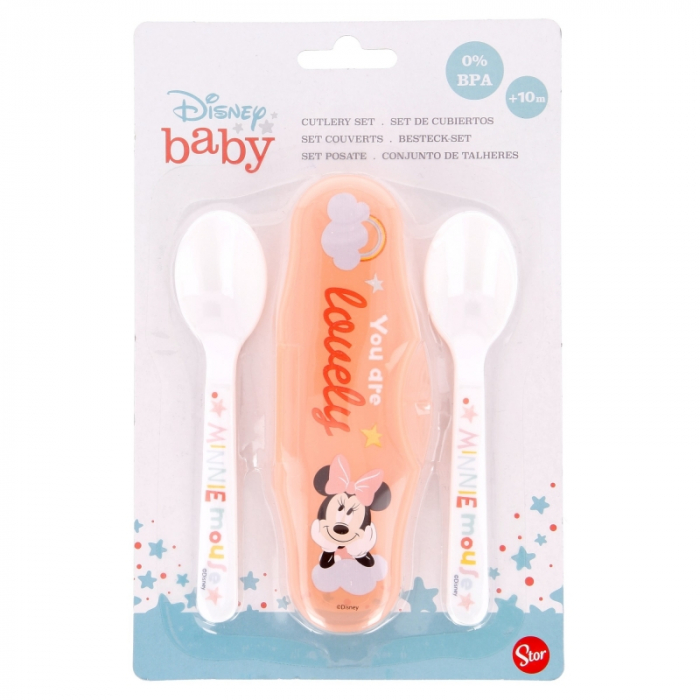 Set mic dejun 2 tacamuri plastic si cutie depozitare travel Minnie Mouse [2]
