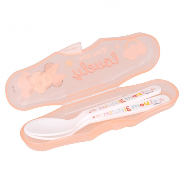 Set mic dejun 2 tacamuri plastic si cutie depozitare travel Minnie Mouse [3]