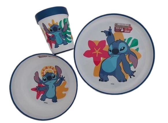 Set mic dejun plastic 3 piese,antiderapant, Lilo & Stitch [3]
