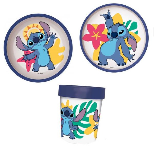 Set mic dejun plastic 3 piese,antiderapant, Lilo & Stitch [2]