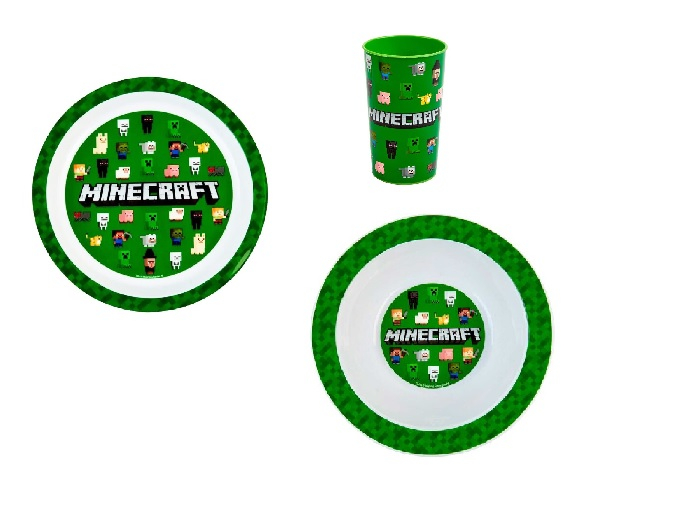 Set mic dejun 3 piese, plastic personaje Minecraft [1]