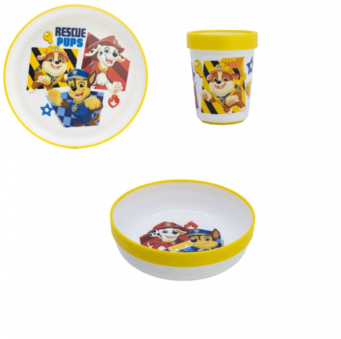 Set mic dejun plastic 3 piese antiderapant, Paw Patrol Rescue Pups [1]