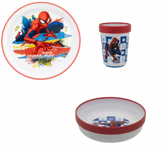 Set mic dejun plastic 3 piese,antiderapant, Spiderman Midnight Flyer [2]