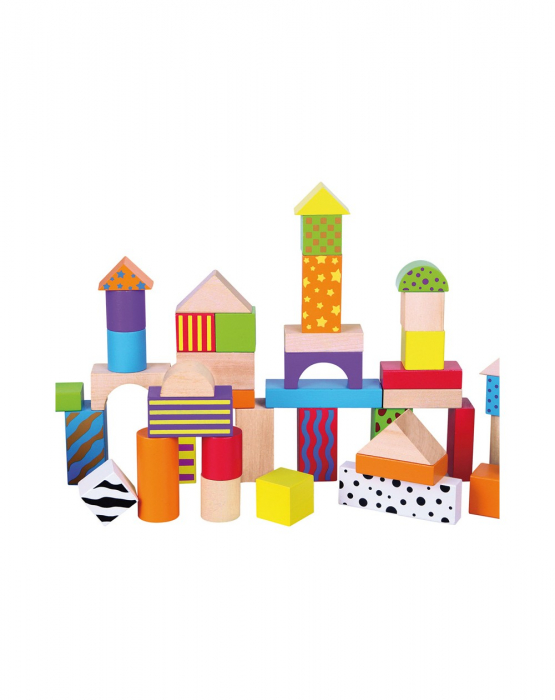 Set pentru construit, 50 piese lemn, colorate [4]