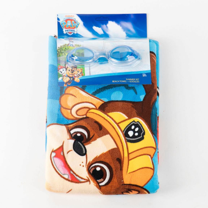 Set prosop poliester cu ochelari inot Paw Patrol,140x70 cm [6]
