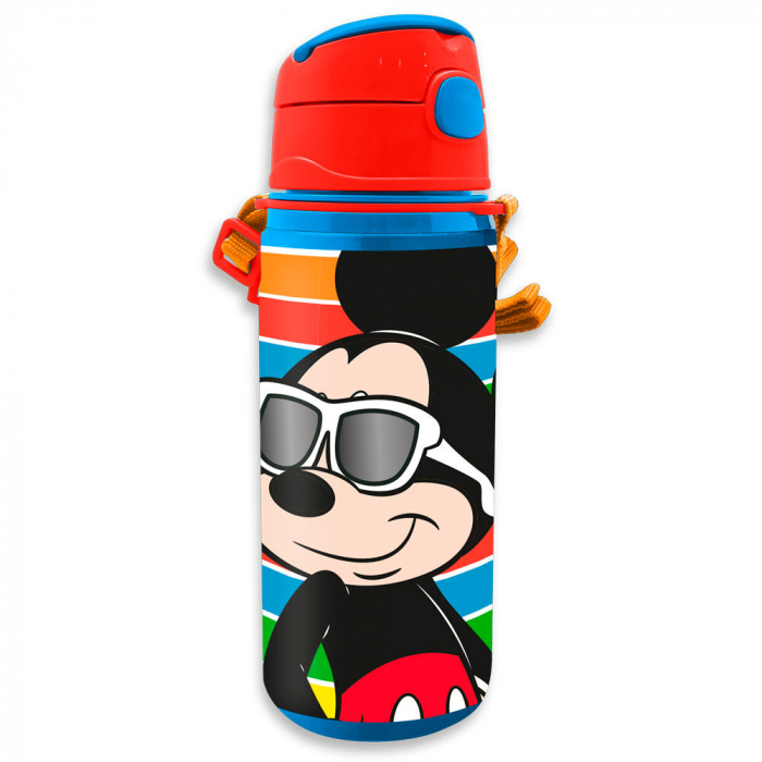 Sticla apa aluminiu cu pai si maner, Mickey Mouse, 600 ml [1]