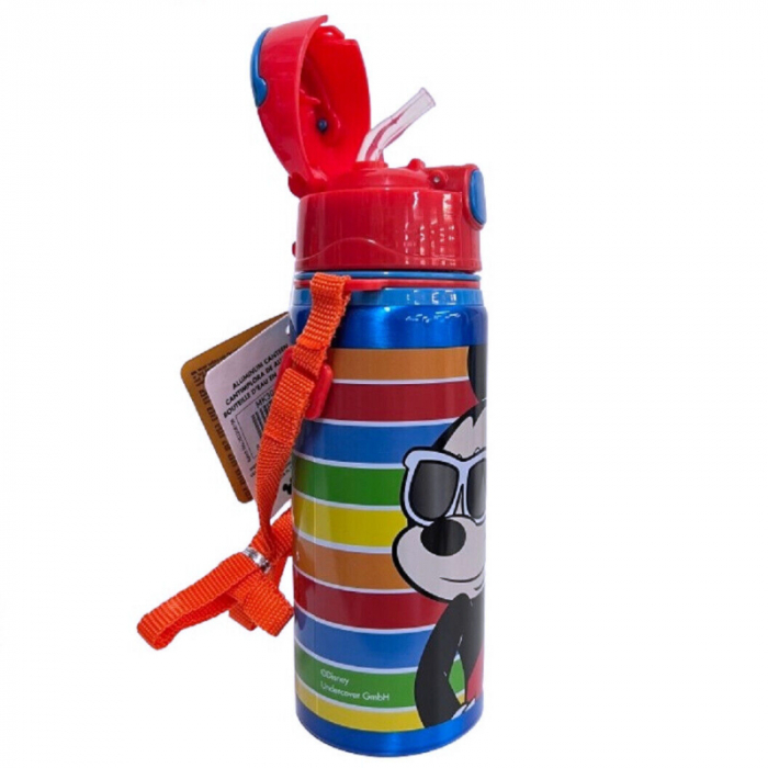 Sticla apa aluminiu cu pai si maner, Mickey Mouse, 600 ml [3]