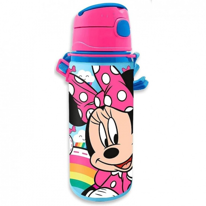 Sticla apa aluminiu cu pai si maner, Minnie Mouse 600 ml [2]