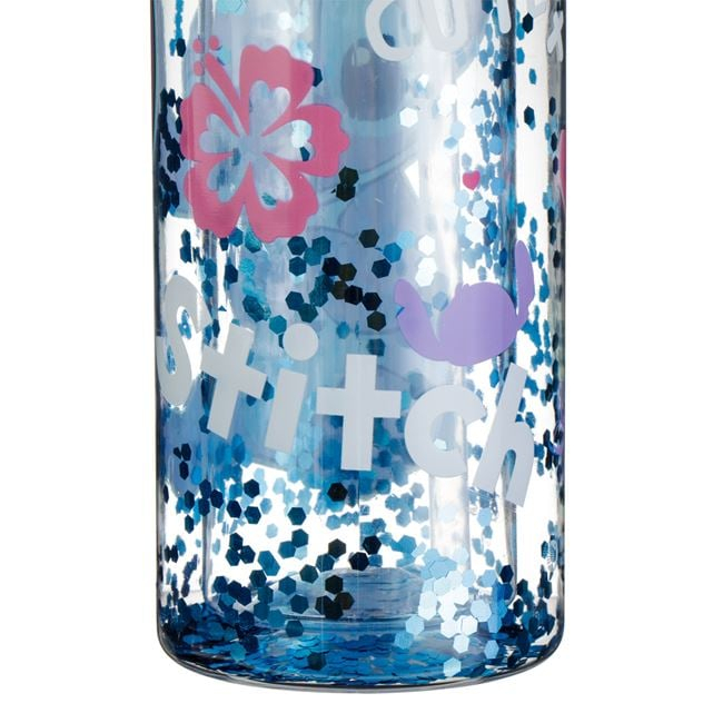Sticla flip top transparenta cu perete dublu si capac, Lilo Stitch glitter 500ml [4]