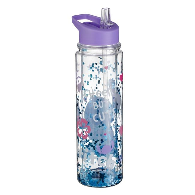 Sticla flip top transparenta cu perete dublu si capac, Lilo Stitch glitter 500ml [2]