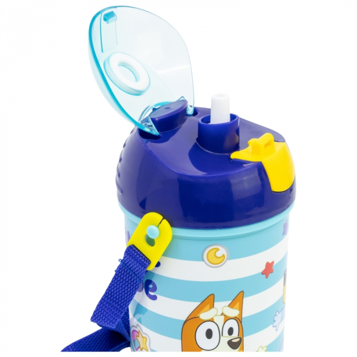 Sticla din plastic cu pai si curea, Bluey 450 ml [4]