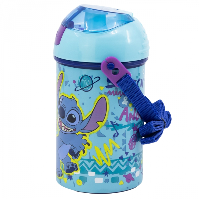 Sticla din plastic cu pai si curea, Lilo & Stitch 450 ml [2]