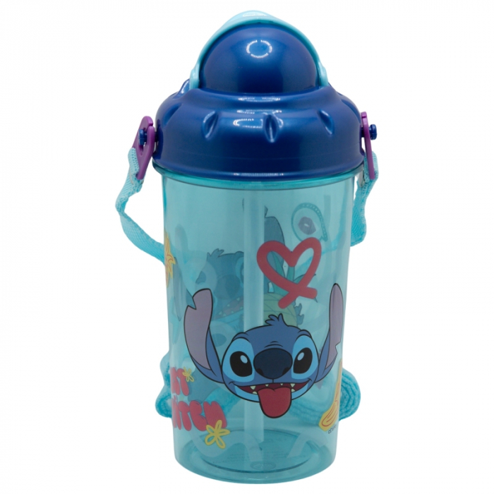 Sticla din plastic cu pai si curea, Lilo & Stitch 465ml [2]