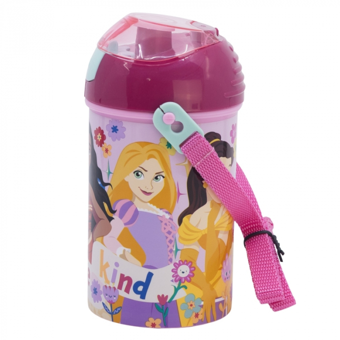 Sticla din plastic cu pai si curea, Printesele Disney Beyou Tiful 450 ml [2]