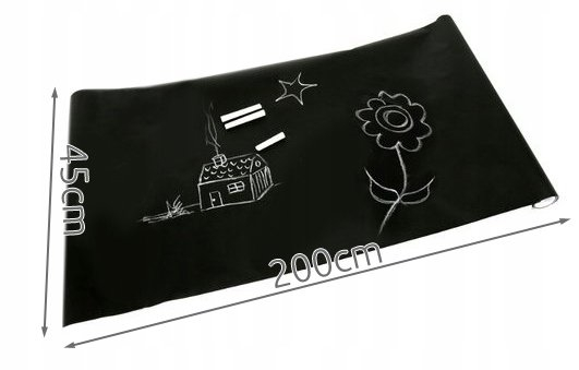 Tabla de scris tip autocolant pentru perete, 45x200 cm, pentru copii, negru + creta [3]