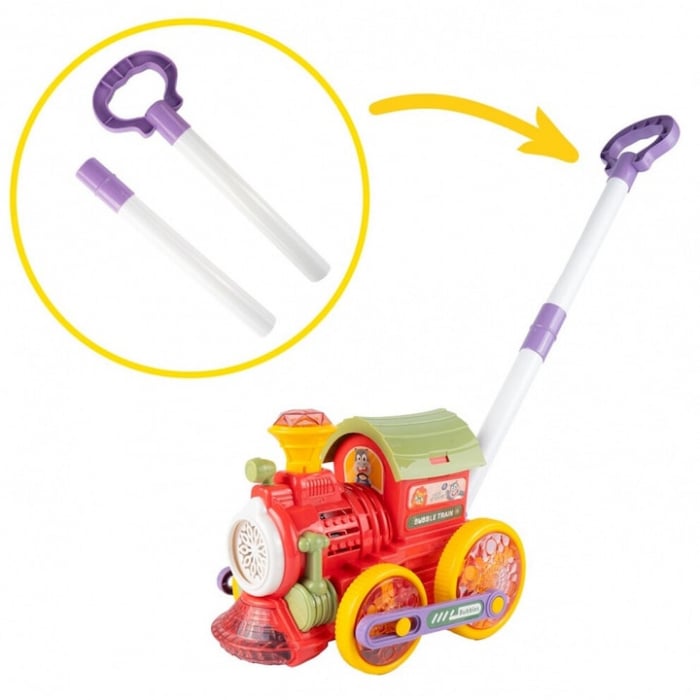 Trenulet generator de Baloane din Sapun, cu baterii, Sunete, Lumini, maner de impins si 2 sticlute cu lichid, 52 x 25 x 18 cm [2]