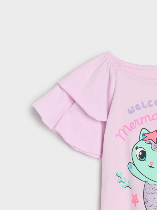 Tricou bumbac, maneca scurta cu volane, Gabby's Dollhouse [4]