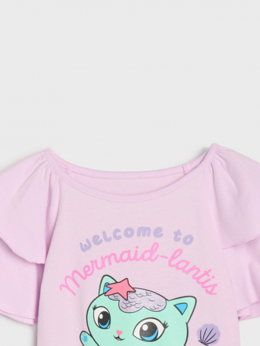 Tricou bumbac, maneca scurta cu volane, Gabby's Dollhouse [2]