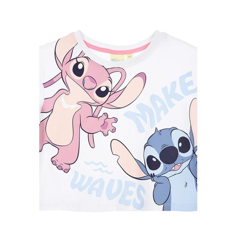 Tricou bumbac, top scurt Stitch Waves [3]