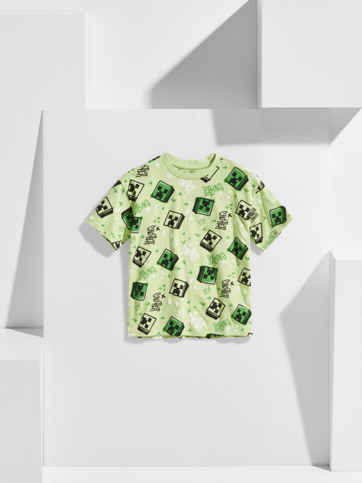 Tricou din bumbac cu maneca scurta Minecraft Creeper [3]
