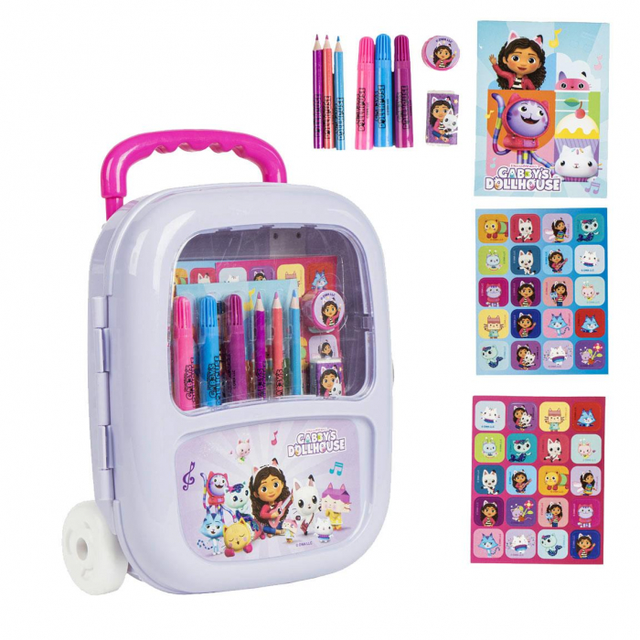 Trusa tip troler gradinita transparent Gabby's Dollhouse si accesorii, 25.5x22x9 cm [1]