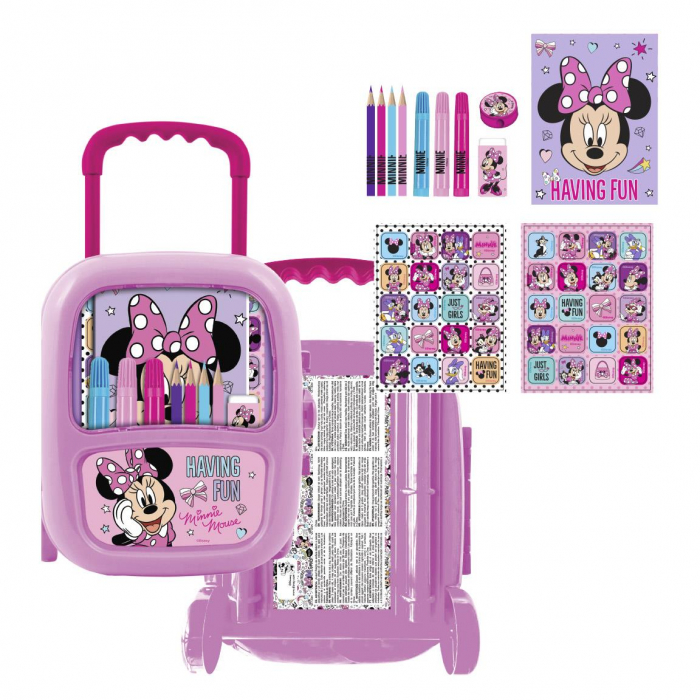 Trusa tip troler gradinita transparent Minnie Mouse Disney si accesorii, 25.5x22x9 cm [1]