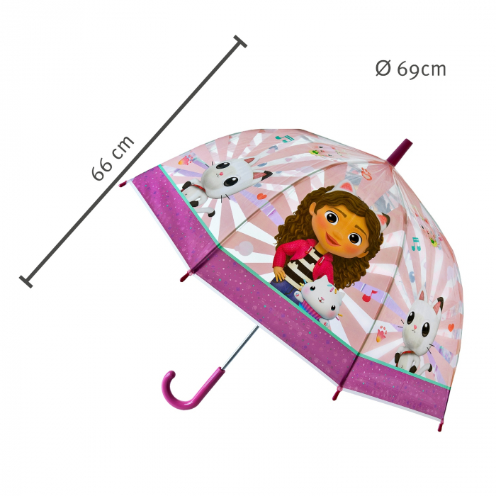 Umbrela de ploaie manuala pentru copii, Gabby's Dollhouse, diametru 69 cm [2]