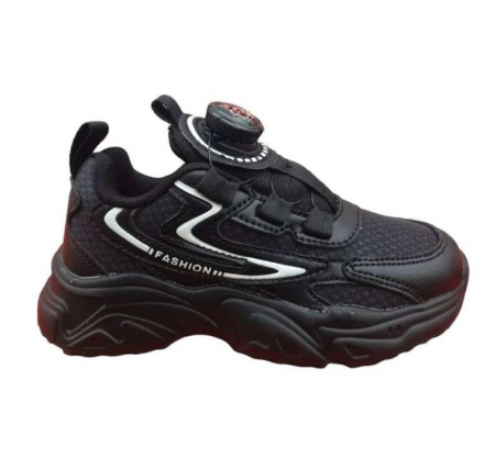 Pantofi sport - Adidasi copii sport negru din piele ecologica cu panza