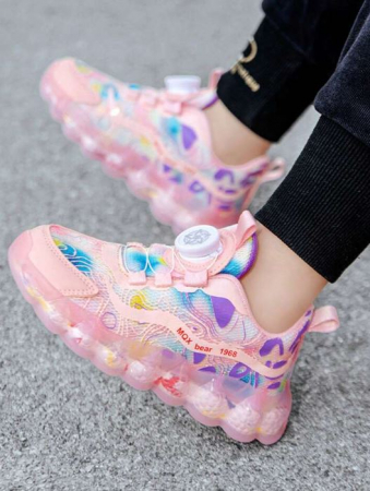 Adidasi copii sport roz din panza Glow in the dark [5]