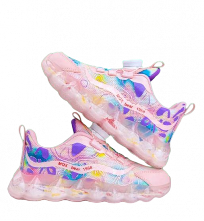 Adidasi copii sport roz din panza Glow in the dark [3]