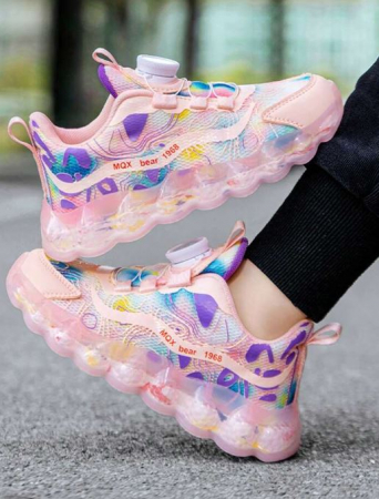 Adidasi copii sport roz din panza Glow in the dark [6]
