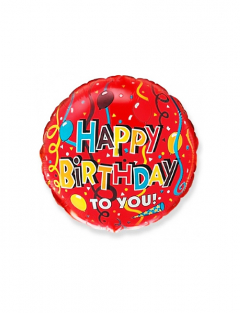 Accesorii petrecere - Balon folie, rosu, Happy Birthday!, 48 cm