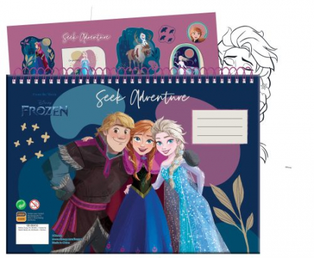 Acuarele, pensule si blocuri de desen - Bloc de desen A4 spirala, Frozen Lead, 40 foi si stickere